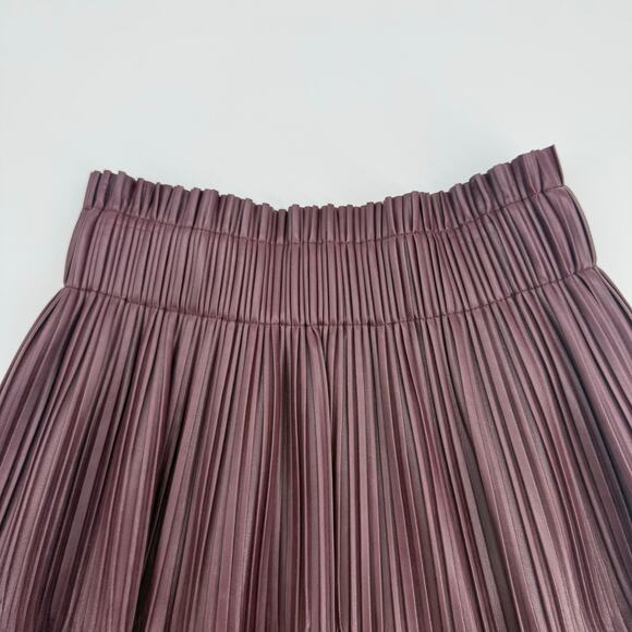 Avec Les Filles Faux Leather Pleated A Line Mini Skirt Burgundy Womens S - Picture 5 of 12